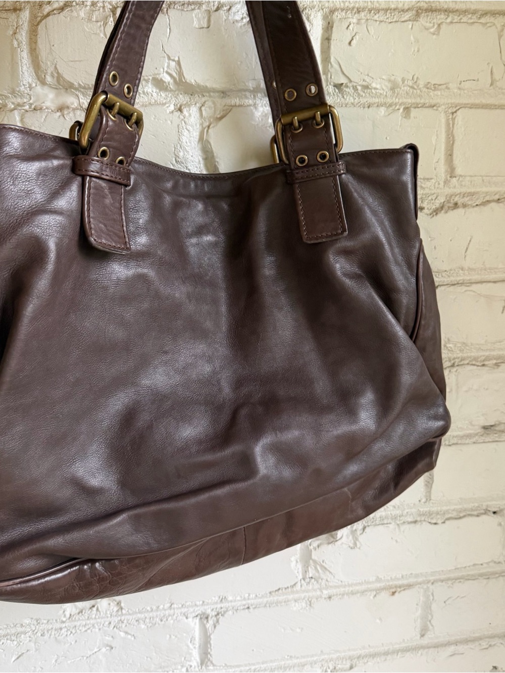 Marc Jacobs Sophia Brown Leather Shoulder Saddle Bag Purse Italy Y2K - Picture 2 of 5